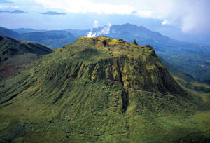 Der Vulkan Soufrière, aus der Vogelperspektive